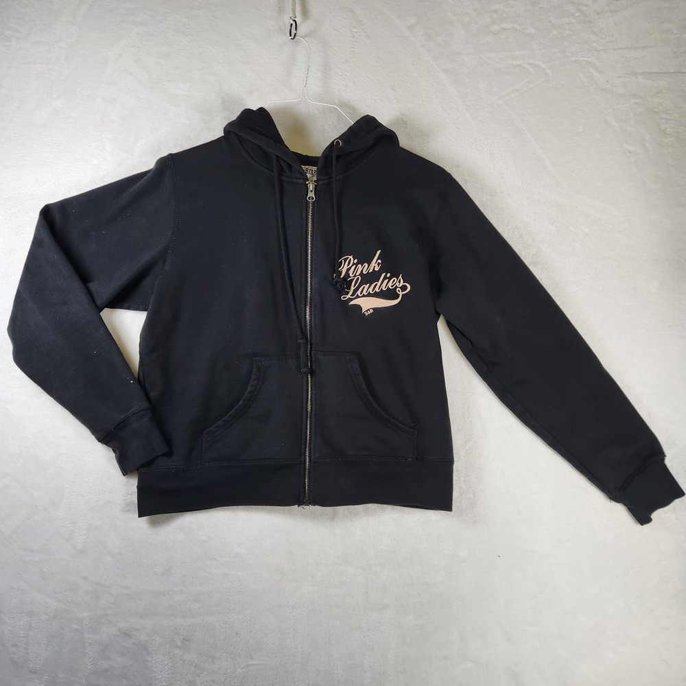 Pink Ladies Steve & Barry's Black Full Zip Hoodie Sweatshirt XL Extra Large